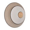 Applique murale LED Cymbal S en velours, beige et bois, Ø 34 cm