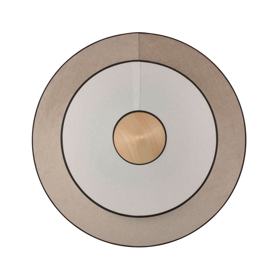 Applique murale LED Cymbal S en velours, beige et bois, Ø 34 cm