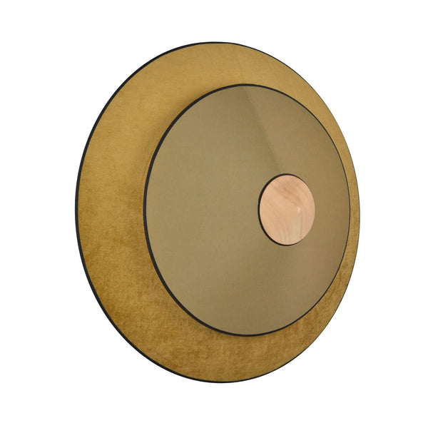Applique murale LED Cymbal S en velours, bronze et bois, Ø 34 cm