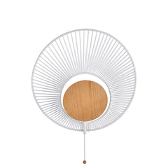 Applique murale Oyster en coton, blanc et bois, Ø 40 cm