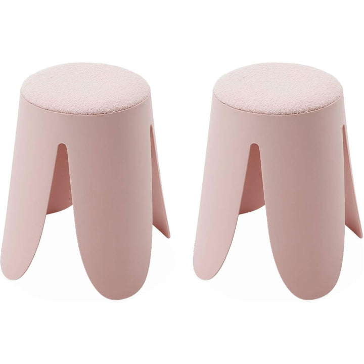 Alice'S Home - Set De 2 Tabourets Empilables Roses. Bouclette Texturée. Niki. Ø30 / 44 X H46Cm | Designix - Amazon    - https://designix.fr/