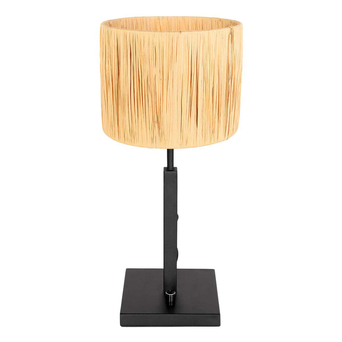Lampe de table noire Stang 3708ZW avec interrupteur rotatif et abat-jour en herbe naturelle
