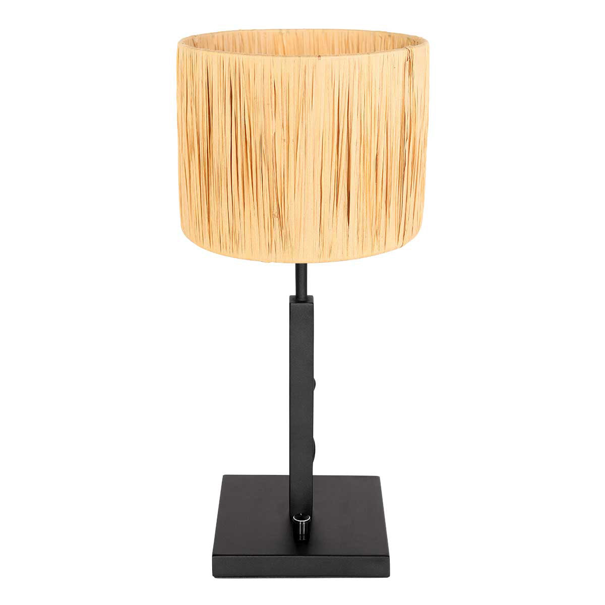Lampe de table noire Stang 3708ZW avec interrupteur rotatif et abat-jour en herbe naturelle