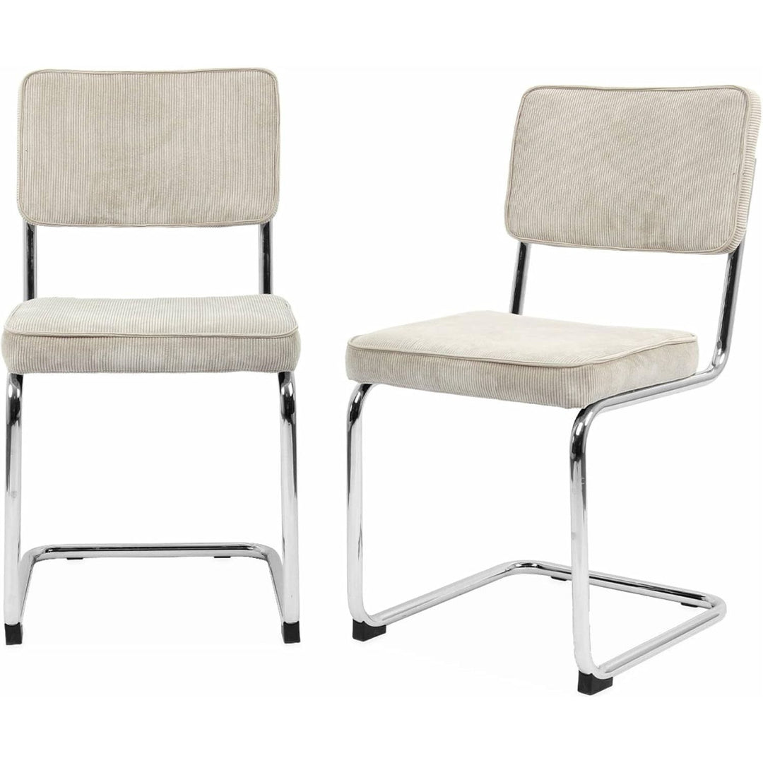 Alice'S Home - Lot De 2 Chaises Cantilever. Velours Côtelé Crème - Maja | Designix - Amazon    - https://designix.fr/