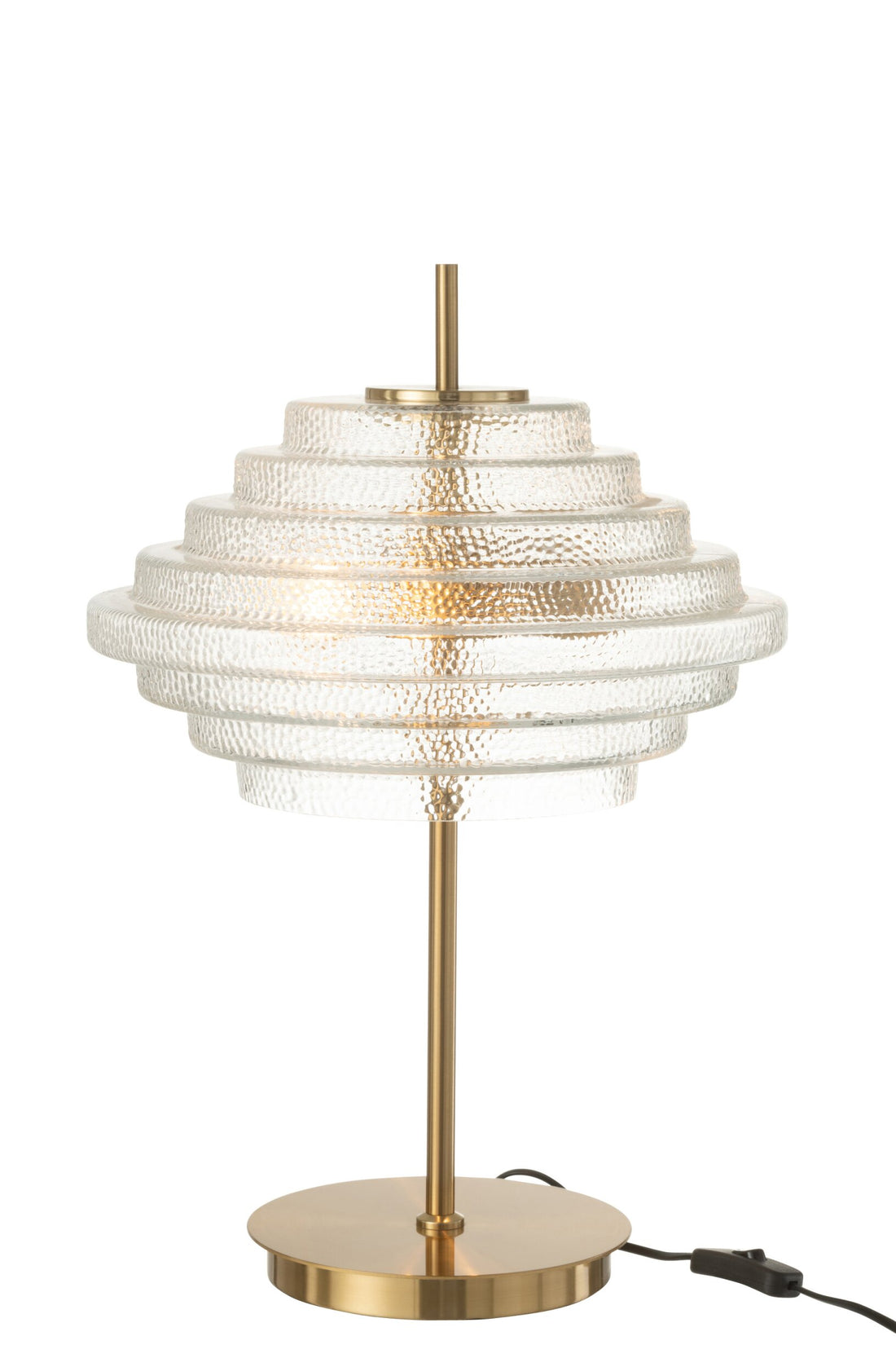 Lampe à poser LED en verre à étages et métal doré, H 36 cm