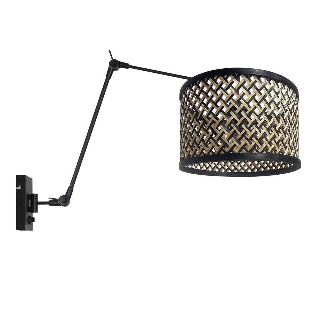 Applique murale liseuse bambou, bras articulé noir Ø 30 cm | Yumé