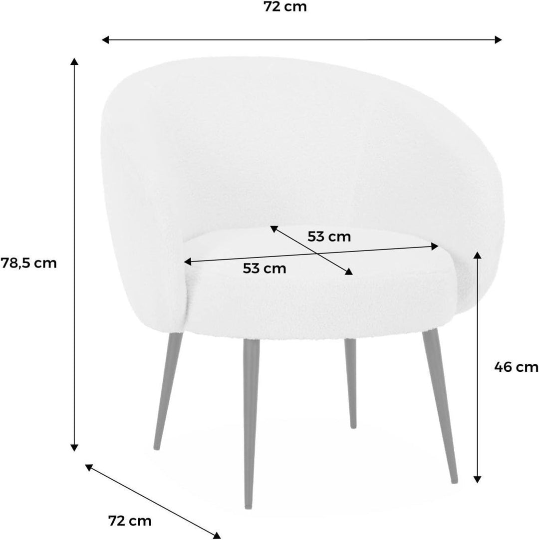 Alice'S Home - Fauteuil Cosy Rond En Bouclette Crème. Hima. L 74 X P 72 X H 80.5Cm | Designix -     - https://designix.fr/