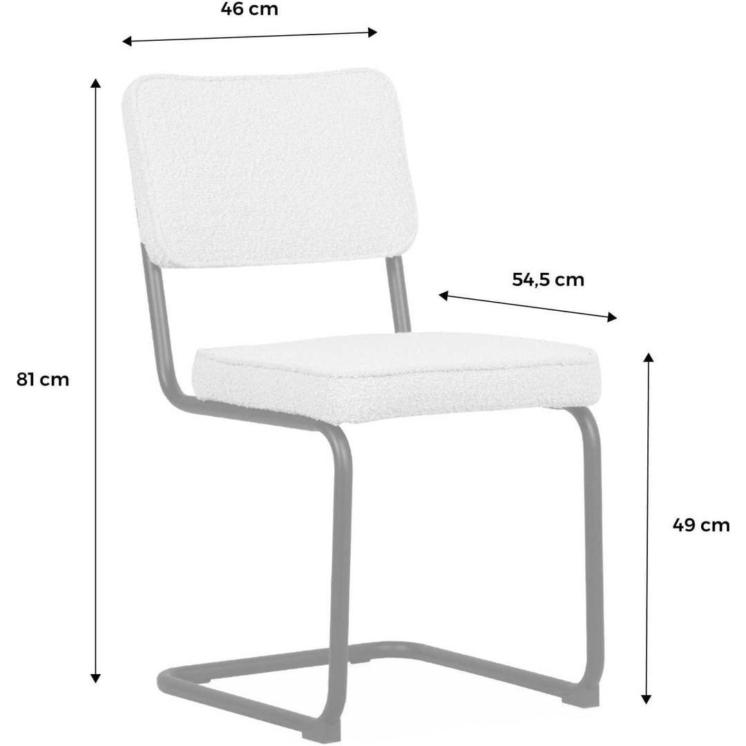 Chaise Cantilever Bouclette Blanche | Designix - 3333    - https://designix.fr/