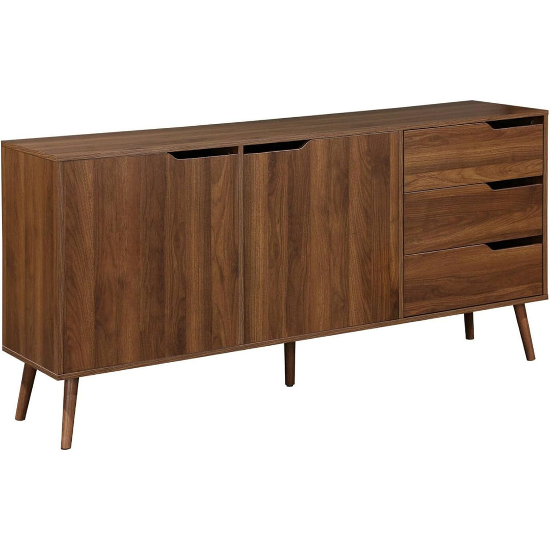 Alice'S Home - Buffet De Rangement Scandinave 2 Portes. 3 Tiroirs. Décor Bois De Noyer. 160Cm | Designix - Amazon    - https://designix.fr/