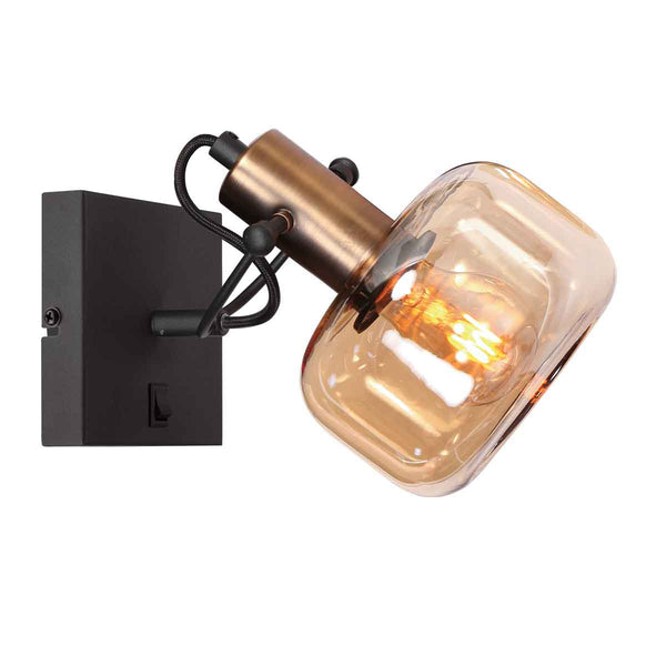 Applique murale Glaslic 3864BR bronze avec verre ambré