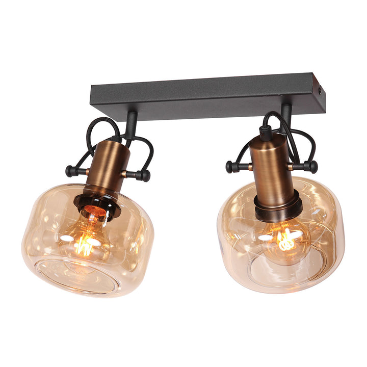 Applique Murale Bronze Verre Ambré | Xina