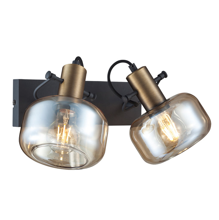 Applique Murale Bronze Verre Ambré | Xina