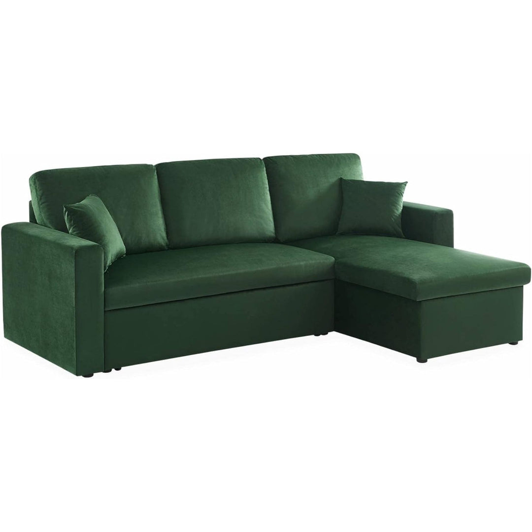 Alice'S Home - Canapé D'Angle Convertible En Velours Vert Anglais 3 Places. Fauteuil D'Angle Réversible Coffre Rangement Lit Modulable | Designix -     - https://designix.fr/