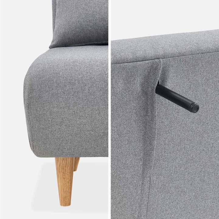 Alice'S Home - Canapé Convertible En Tissu - Guesta - 2 Places Scandinave. Pieds Bois Foncé. Gris Clair. Banquette. Dossier Inclinable | Designix -     - https://designix.fr/