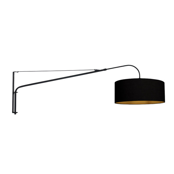 Applique murale noire Elegant Classy 3958ZW avec abat-jour en lin noir