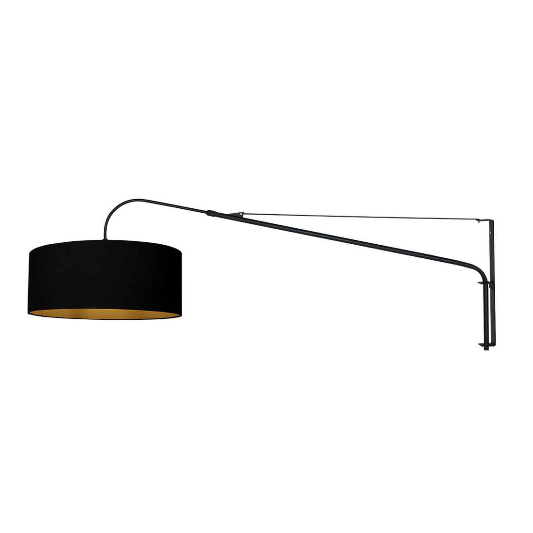 Applique murale noire Elegant Classy 3958ZW avec abat-jour en lin noir