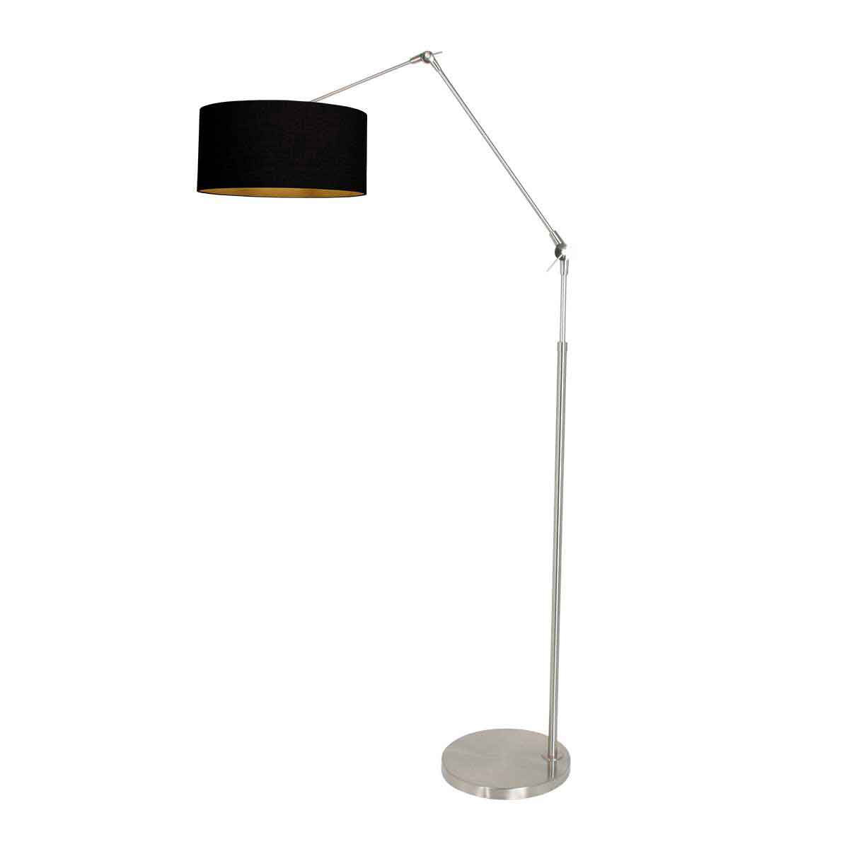 Lampadaire couleur acier Prestige Chic 3975ST avec abat-jour en lin noir