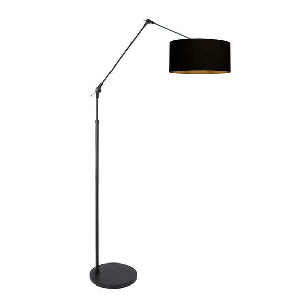 Lampadaire noir / lampe arceau Prestige Chic 3976ZW avec abat-jour en lin noir