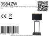 Lampe de table noire Stang 3984ZW avec abat-jour en lin noir et intérieur doré