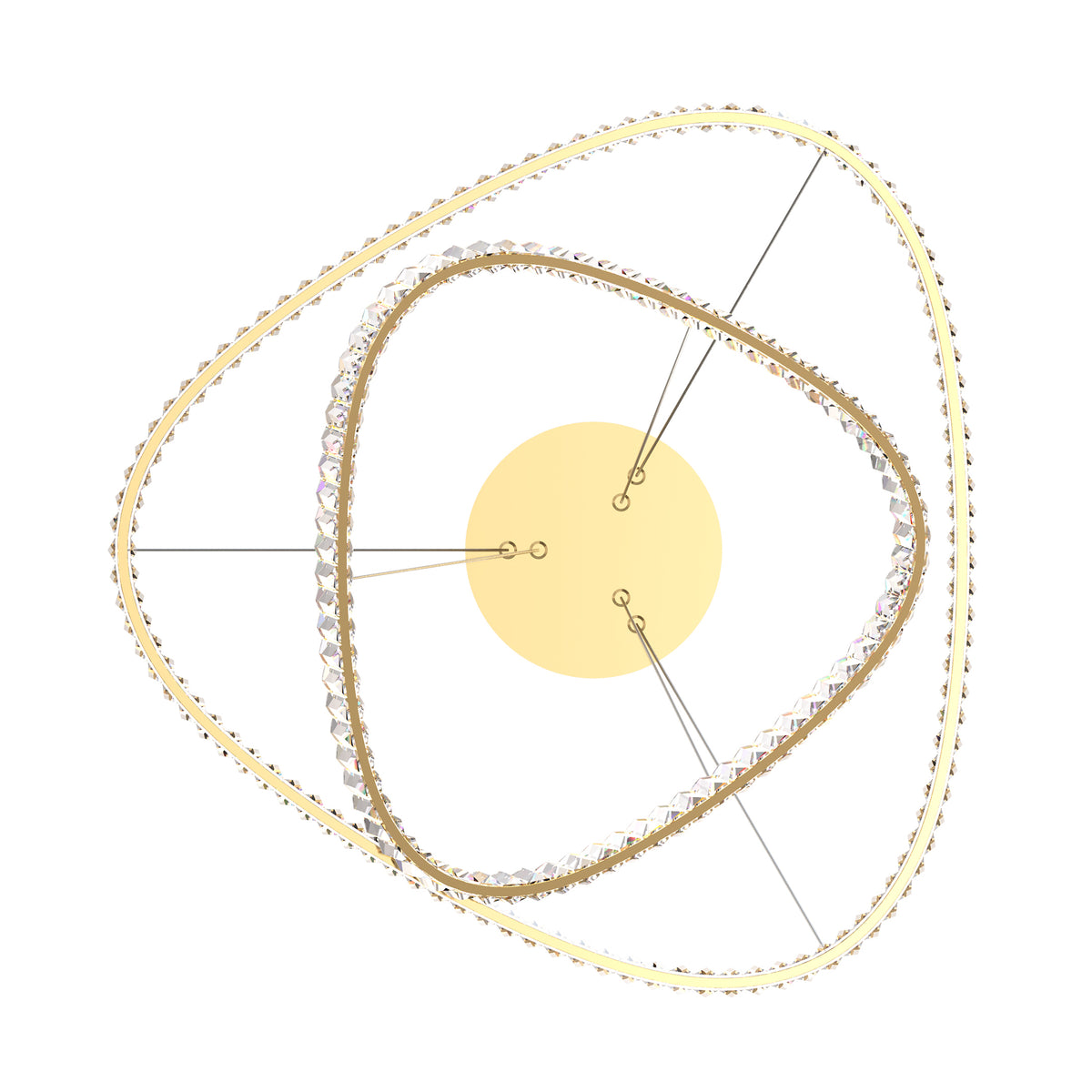 Schéma de vue du dessous avec les deux cercles et le support central