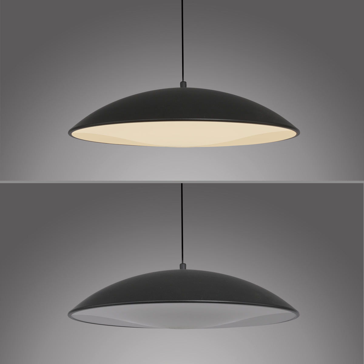 Suspension Lente noire, L 40 cm