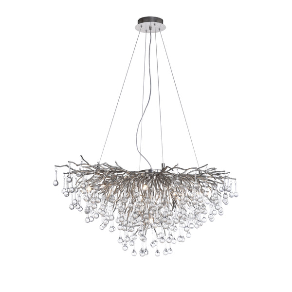 Suspension Icicle 10 lumières acier, verre