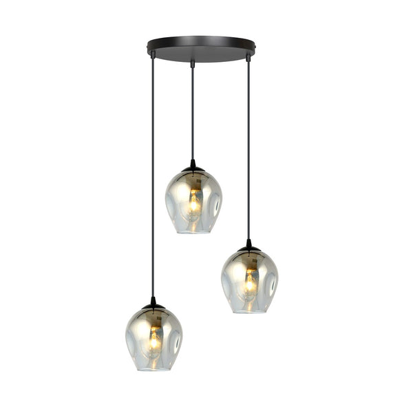 Suspension Istar 3 lumières noire, verre graphite, Premium