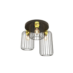 Plafonnier Barn 3 lumières noir et doré, Premium