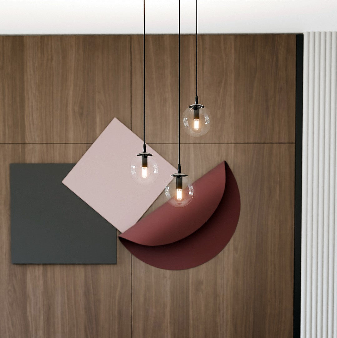 Suspension Cosmo 3 lumières noire, verre transparent, Premium
