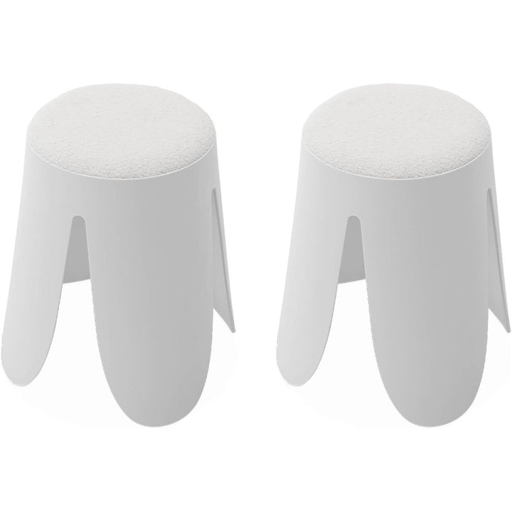 Alice'S Home - Set De 2 Tabourets Empilables Blancs. Bouclette Texturée. Niki. Ø30 / 44 X H46Cm | Designix - Amazon    - https://designix.fr/