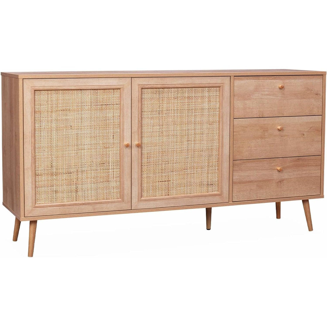 Alice'S Home - Buffet De Rangement Naturel En Cannage 2 Portes 3 Tiroirs L150 X L39 X H79Cm - Bohème | Designix - Amazon    - https://designix.fr/