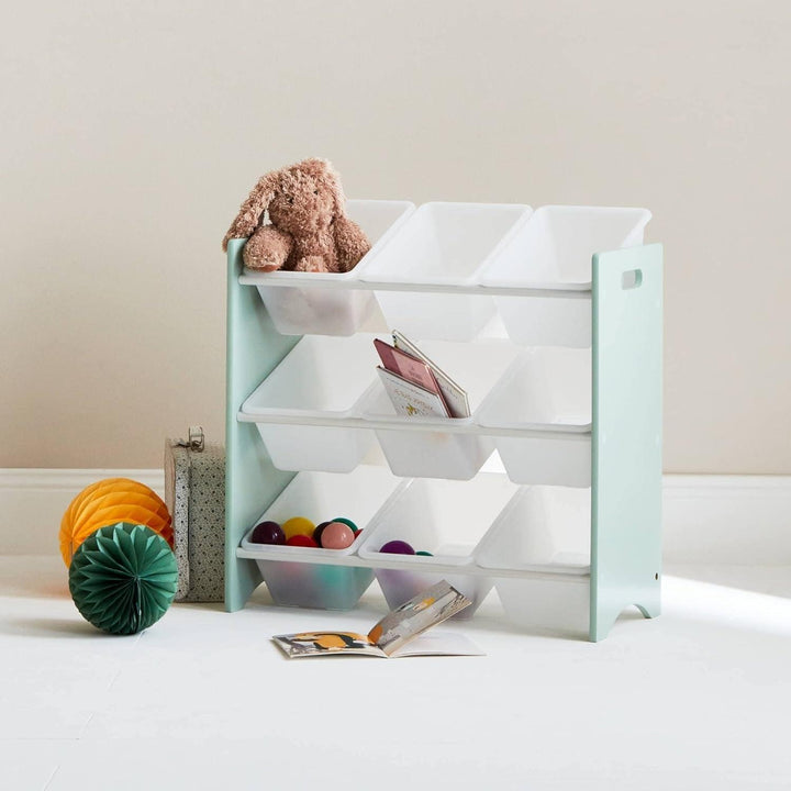 Alice'S Home - Meuble De Rangement Pour Enfant Avec 9 Casiers. Vert Céladon - Tobias - MDF Décor Bois Naturel. 64X29.5X60Cm | Designix - Amazon    - https://designix.fr/