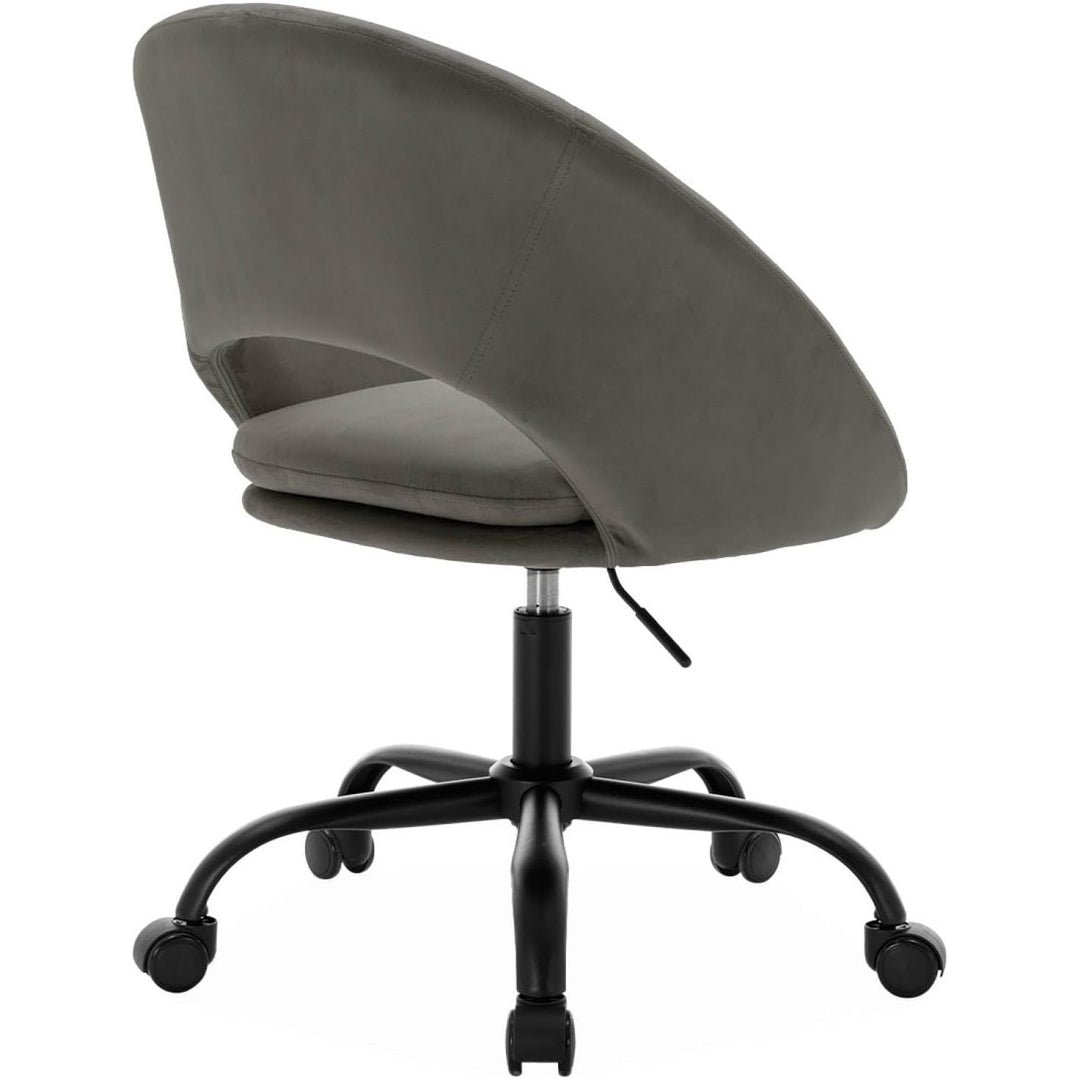 Alice'S Home - Chaise De Bureau Ronde À Roulettes En Velours Gris. Pam. L 59 X P 60 X H 79 / 89Cm | Designix - Amazon    - https://designix.fr/