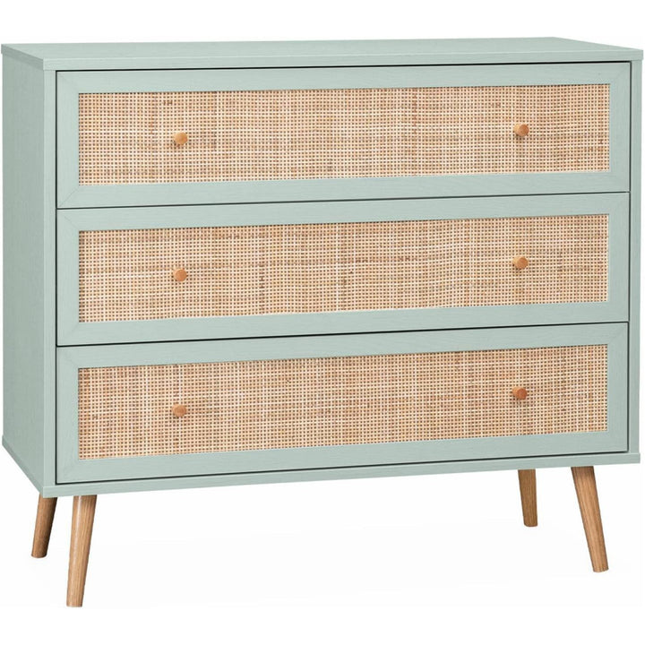 Alice'S Home - Commode En Décor Bois Vert Céladon Et Cannage 90X39X79Cm - Bohème - 3 Tiroirs | Designix - Amazon    - https://designix.fr/