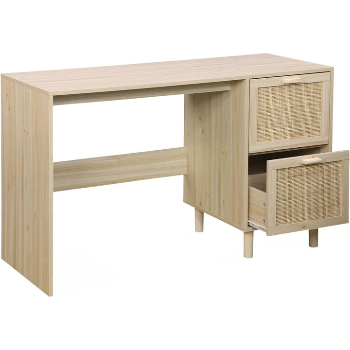 Alice'S Home - Bureau Décor Bois Et Cannage - Camargue - 120Cm. 2 Tiroirs | Designix - Amazon    - https://designix.fr/