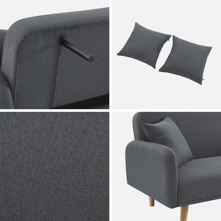 Alice'S Home - Canapé Convertible 2-3 Places Tissu Gris Foncé. Pieds Bois D'Hévéa | Designix -     - https://designix.fr/