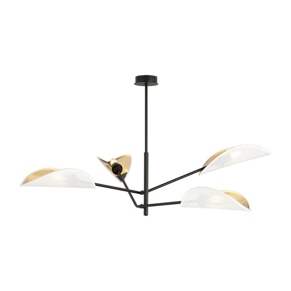 Suspension Vene 4 lumières blanche et dorée