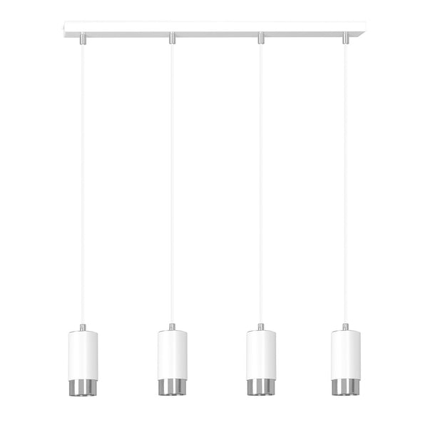 Suspension Fumiko 4 lumières blanche et chromée
