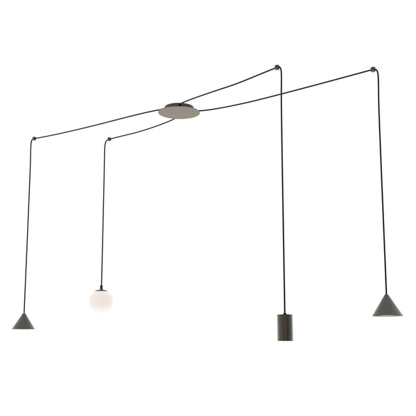 Suspension Fuji 4 lumières noire