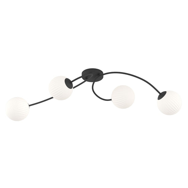 Plafonnier Vibra 4 lumières, verre opale