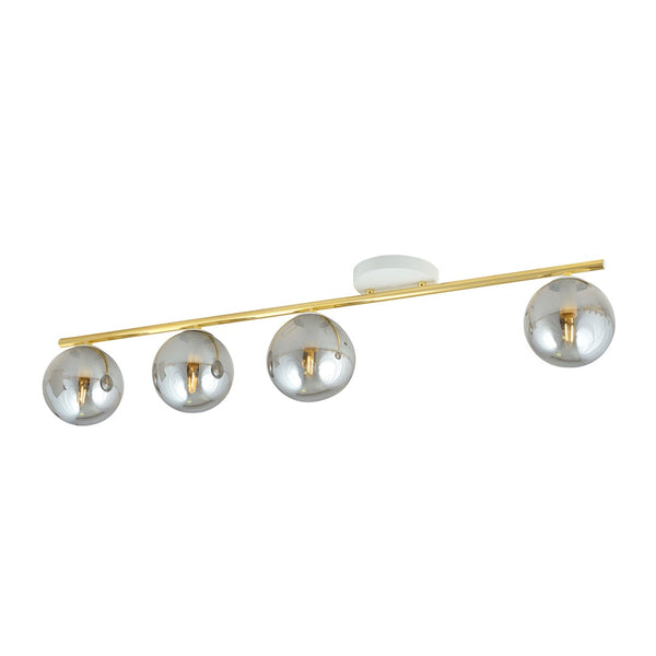 Plafonnier Monza 4 lumières blanc, verre graphite