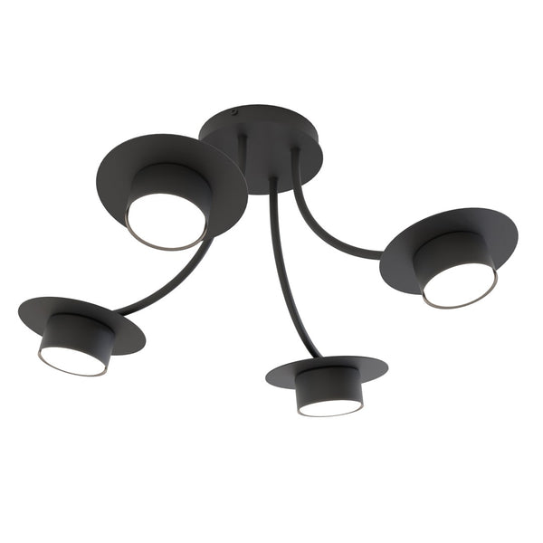 Suspension Enso 4 lumières noire