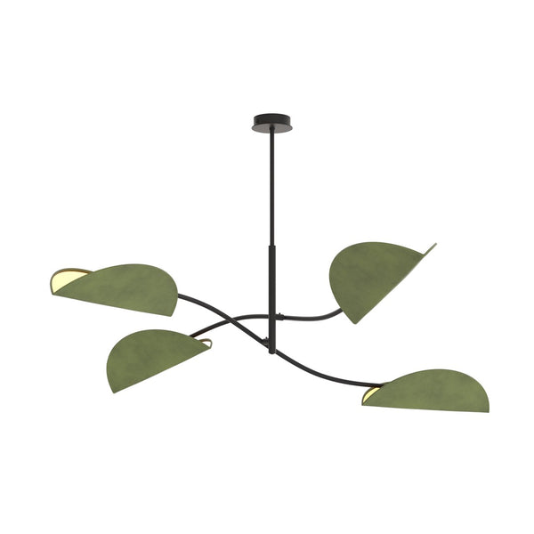Plafonnier Lotus 4 lumières noir et vert