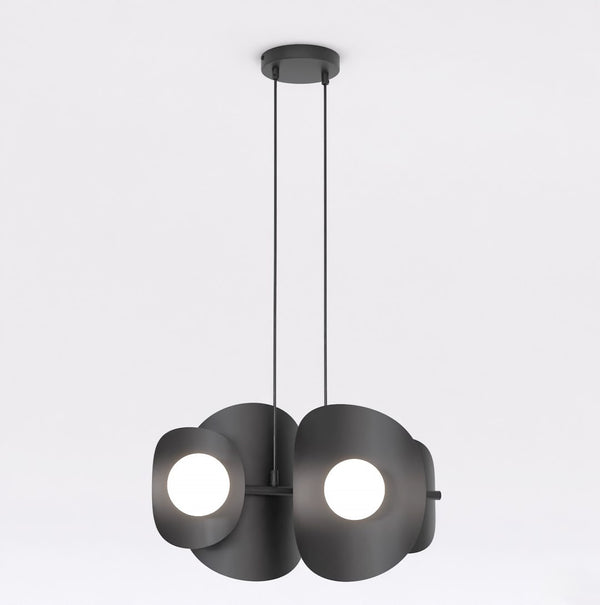 Suspension Elements 4 lumières noire
