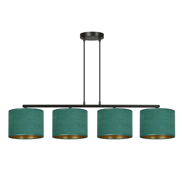 Suspension Hilde 4 lumières noire et verte