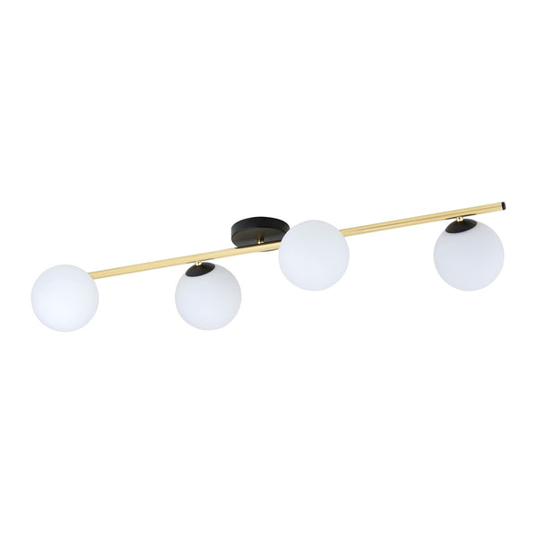 Plafonnier Splendi 4 lumières noir, verre opale