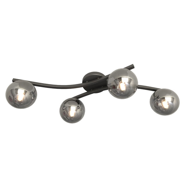 Suspension Opus 4 lumières noire, verre graphite