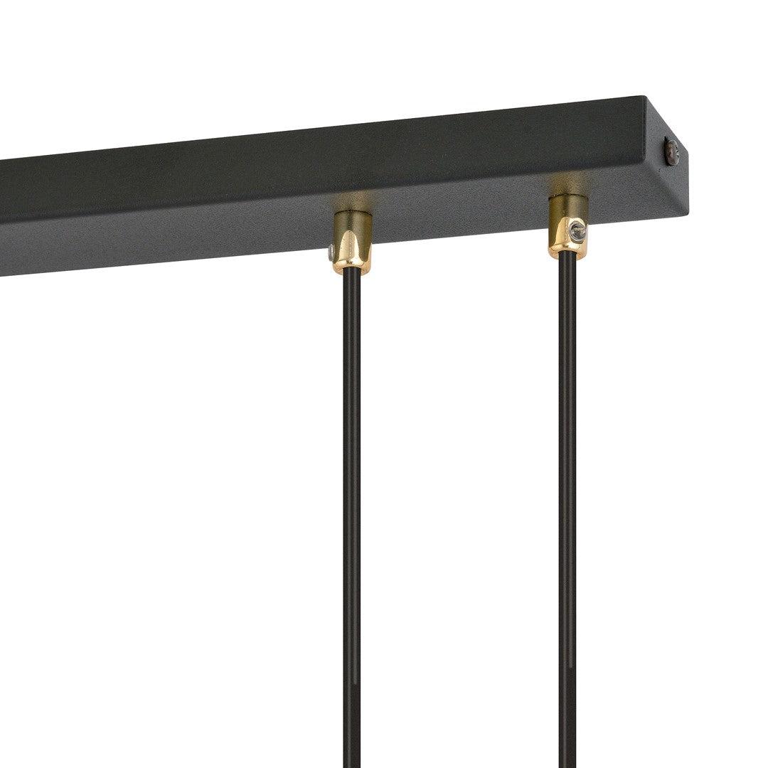 Suspension Glam 4 lumières noire, verre transparent