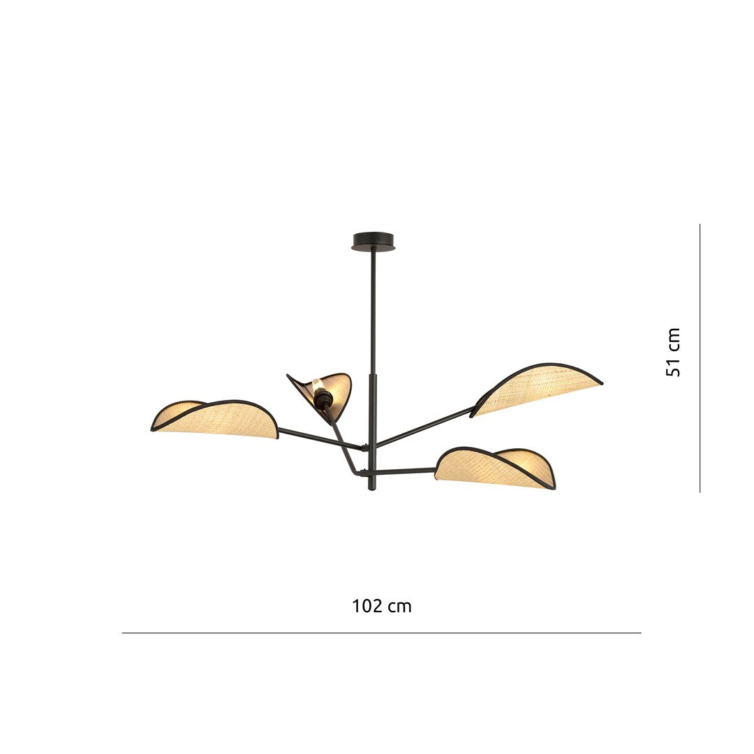 Schéma coté du luminaire : 102 cm de largeur et 51 cm de hauteur.