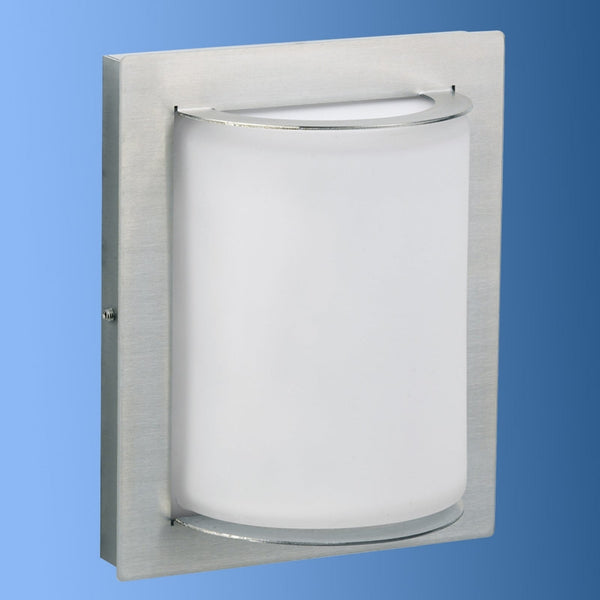 Applique d'extérieur Semicircolare 16 en verre, acier inoxydable et blanc, hauteur 20,5 cm, IP44